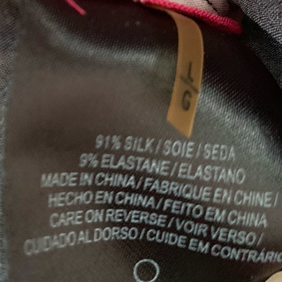 Elie Tahari black and pink tie-dye dramatic silk sleeveless shell, size L - Picture 4 of 4